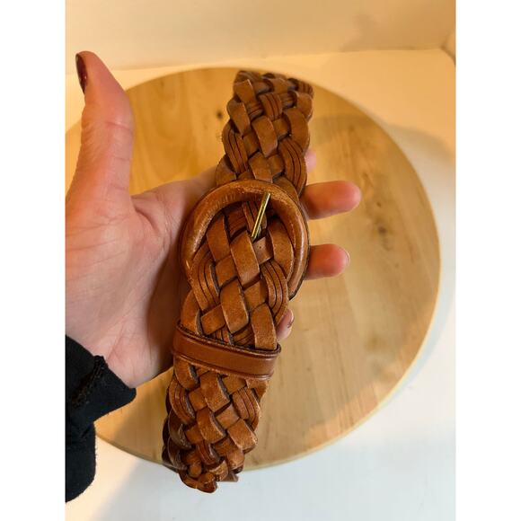 Brighton Tan Genuine Leather Woven Weaved Chunky Belt Size Small main image 6